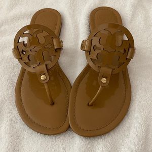 Tory Burch Miller Patent Leather Sandals Tan 10